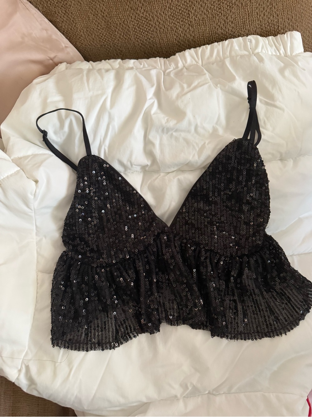 Black Sequin Camisole Top - Women's